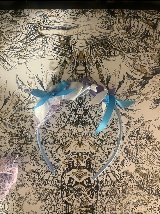 Other - Handmade Light Blue Ribbon Bow Kids Headband with Purple Accents